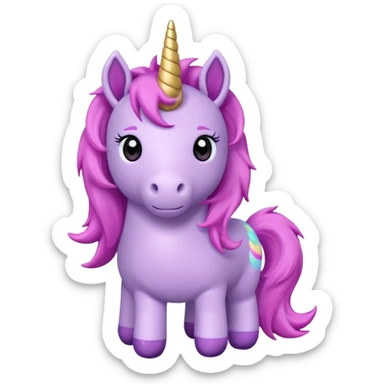 voilet unicorn toy facing camera sticker