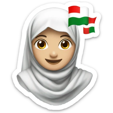 Smiling emoji with hijab with Lebanon flag colors sticker