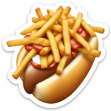 Poutine qui mange un hot dog sticker
