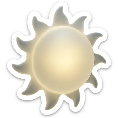 the sun, translucent and frosted, with soft highlights and a glowing effect, matte glass style sticker
