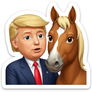 Donald trump kissing a horse named bubba sticker