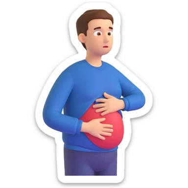 a person with stomach ache sticker