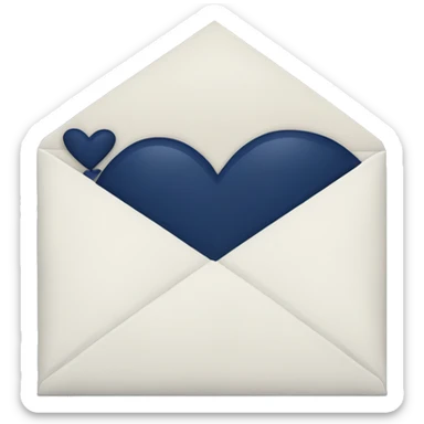 An envelope with a navy heart  sticker