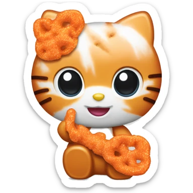 Hello kitty eating cheetos sticker