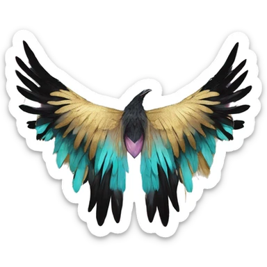 Dark black Beige cyan Pink magenta burgundy maroon cyan beige gray coyote black stripes wearing gold jewellery gold piercings gold gilded vintage watercolour tie dye black raven wings sticker