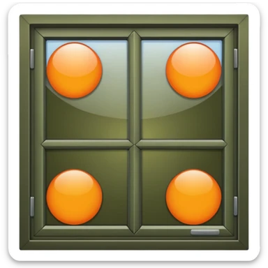 Dark olive orange open upfront look of a window. sticker