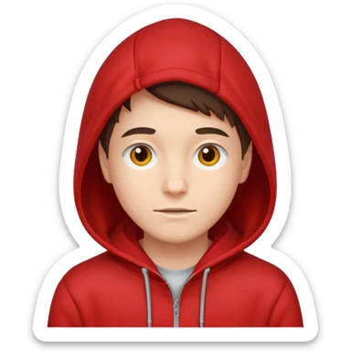 hoodie red simple, dont add laces and no face ore smile sticker