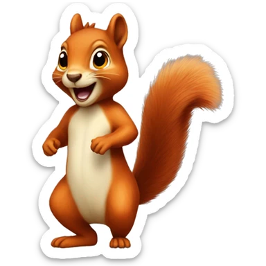 facing, jumping female squirrel, orange burnt with big tail
 sticker