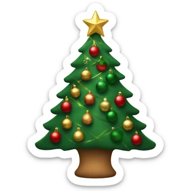 Christmas tree with red, green, and gold ornaments sticker