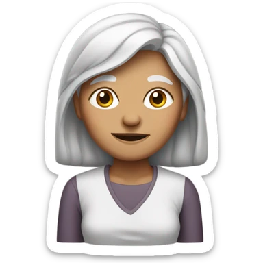 Wrinkly old woman long straight hair  sticker