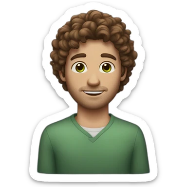Man with curly brown hair and freckles and green eyes sticker