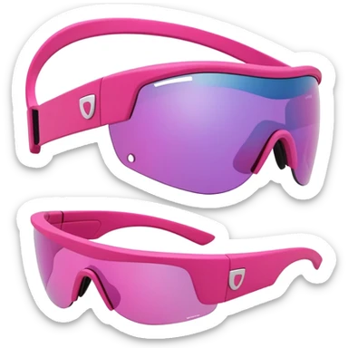 sporty pink shield visor sunglasses with robust thick frame, athletic design, substantial build, one-piece lens sticker
