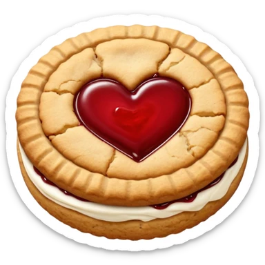 plain cookie with red jam heart in the middle sticker