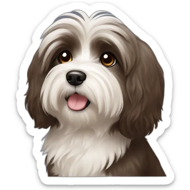 Havanese dog dark face brown body  sticker