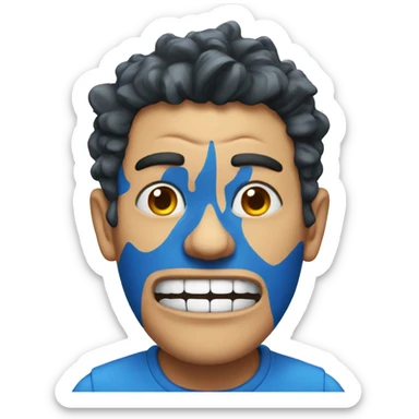 Blue Crazy face sticker