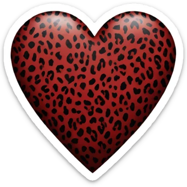 Red and Black cheetah print heart sticker