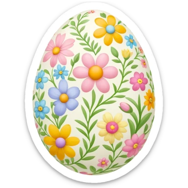 Easter egg decorated with spring flowers and symbols sticker