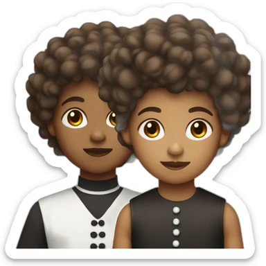 a brown-skinned boy with an afro in a maid dress sticker