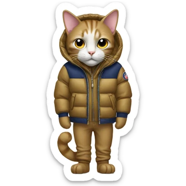 cat wearing moncler jacket  sticker