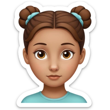 Normal skinned, tiny nosed, brown haired girl with sleek buns sticker