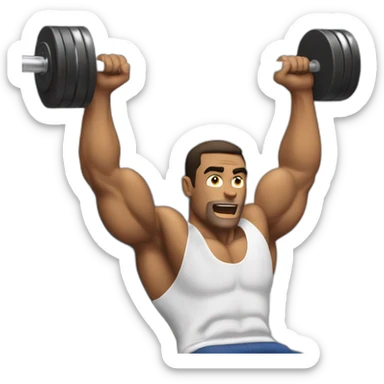 A jacked man bench pressing sticker