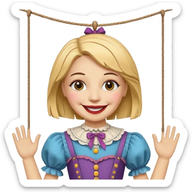 A marionette which is a beautiful happy girl sticker