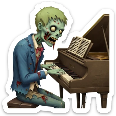 zombie playing piano sticker