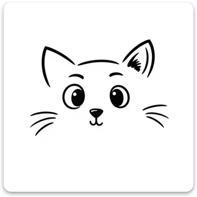 simple sketch of a cat face sticker