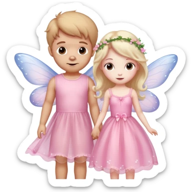 Teddy and fairy as a couple fairy in pink dress sticker