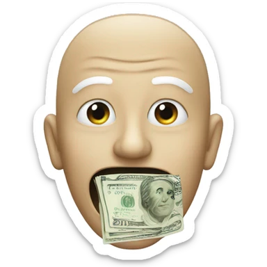 anonymous who opens his mouth. his mouth contains money sticker