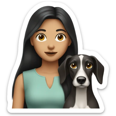 Long dark hair girl with greyhound  sticker