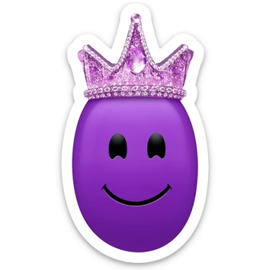 A purple happy jelly bean wearing a princess crown sticker