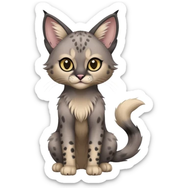 Dark Edgy Cute Pastel Ragdoll-Caracal-Cheetah-Fakémon-Lykoi-feline-hybrid (full body) sticker