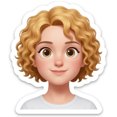 uma menina com cabelo cacheado loiro,mas não tão loiro,com olhos castanhos claros sticker