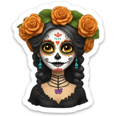 dia de los muertos girl happy sticker