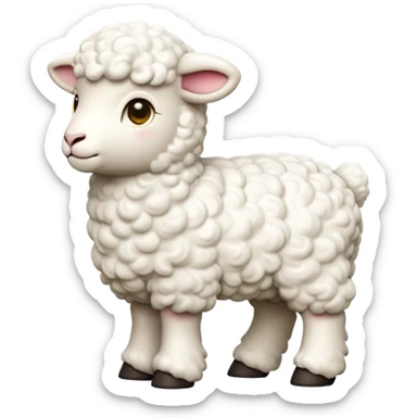 cinematic-[lamb]-realistic-full-body-standing-emoji,-tail-flicking-lazily,-head-tilted-dramatically,-curly-[white]-fur,-simplified-yet-realistic-focused-features,-highly-detailed,-glowing-with-an-almost-sarcastic-glow sticker