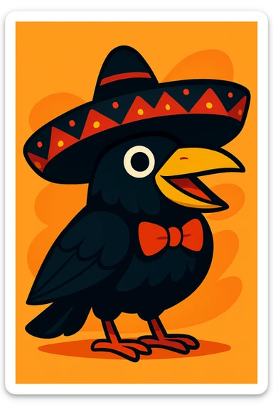 Change the mariachi hat to black and red, keep the vibrant style and clear details. sticker