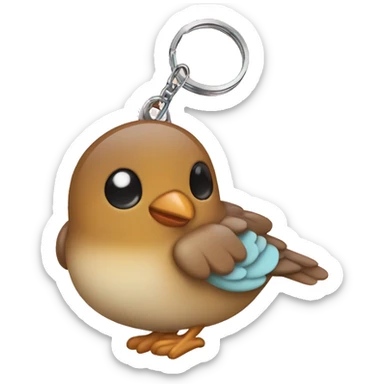 an cute keychain with a baby bird imprint on it  sticker