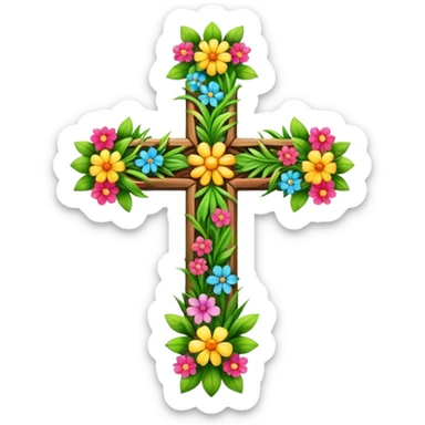 cross with flora sticker