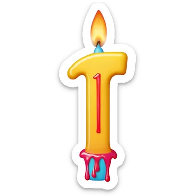 Birthday candles with the shape of the number 15 sticker