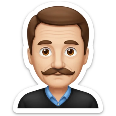 Older Man with brown hair and white mustache sticker
