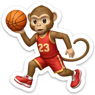 Monkey playing basketball wearing number 23 sticker