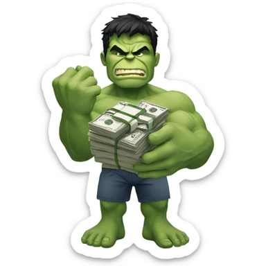 Hulk holding money sticker