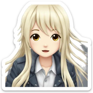 Anime girl long hair anime boy kissing rain sticker