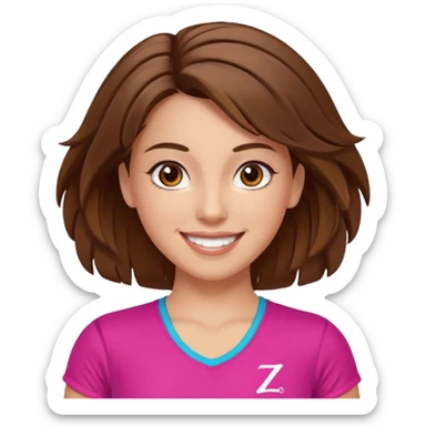 Make a zumba coach emoji, brown eyes, brown hair girl sticker