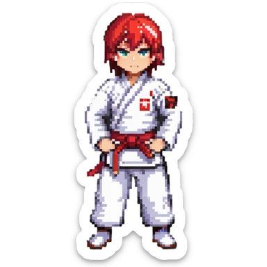Martial arts gi with red belt sticker