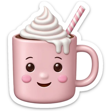 Light Pink mug of hot chocolate with marshmallows  sticker