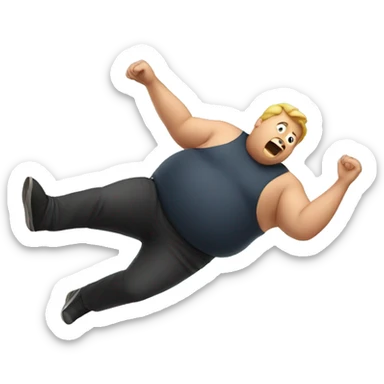 Fat man falling over sticker