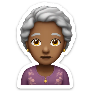 Elderly African American lady sad sticker