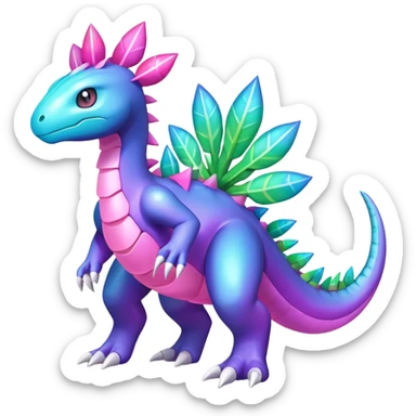 Shiny Colorful Iridescent Meganium-Amaura-fakemon (full body) sticker